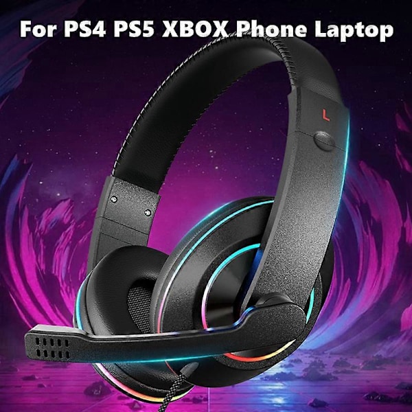 PS5-kuulokemikrofoni pelaajille 3,5 mm liitännällä, musta puhelinstereo musiikki langalliset kuulokkeet mikrofonilla PS4 PC kannettavalle tietokoneelle tabletille Xbox Nintendo Switchille