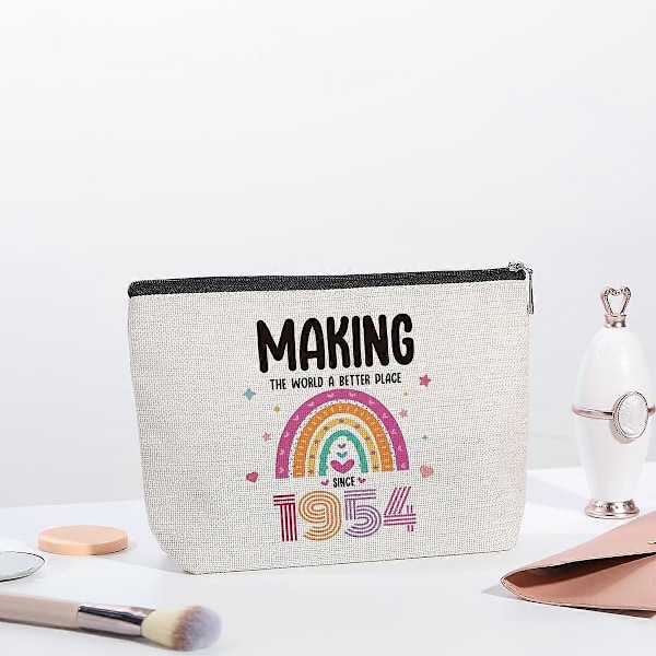 70 års fødselsdagsgaver til kvinder, 70 års fødselsdagsgaver makeup taske til mor, veninde, søster, bedstemor, rejse toilettaske makeup organizer lynlåspose