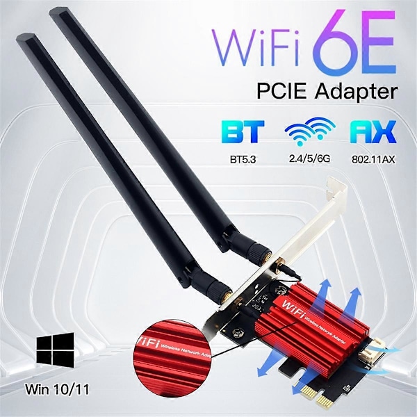 Wifi 6E AX210 PCIE Wifi Adapter 5400Mbps Trådløst Ethernet Netværkskort BT 5.3 2.4G/5G Dual Band 80