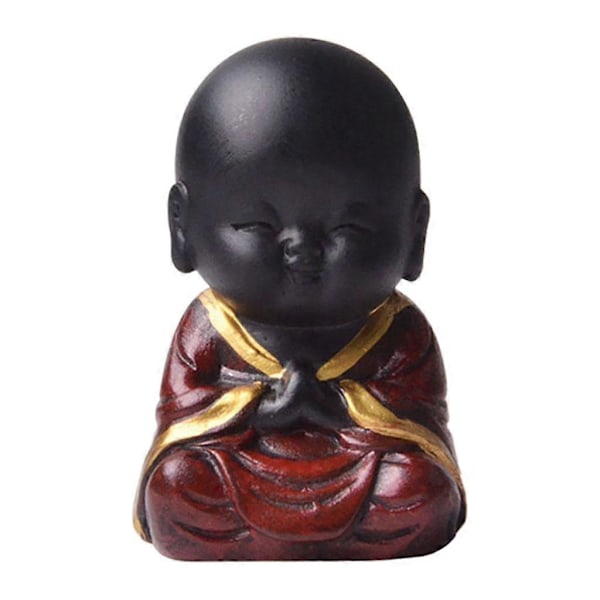 Resin Buddha Statue Små Børn Munk Figurer Te Kæledyr Ornament A