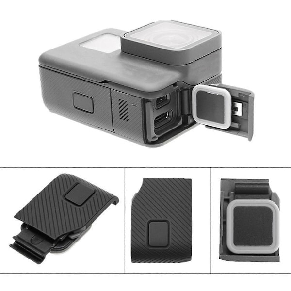 GoPro Hero 5 6 7 Sivukansi - USB-C & Mini HDMI-yhteensopiva Porttisuoja, Vedenpitävä ja Pölytiivis