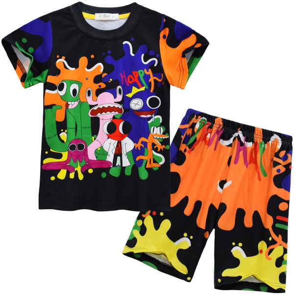 Rainbow Friends 3d-utskrift kortermet t-skjorte bukser dress sommer topper med rund hals for barn Ungdom Gutter style 6 110