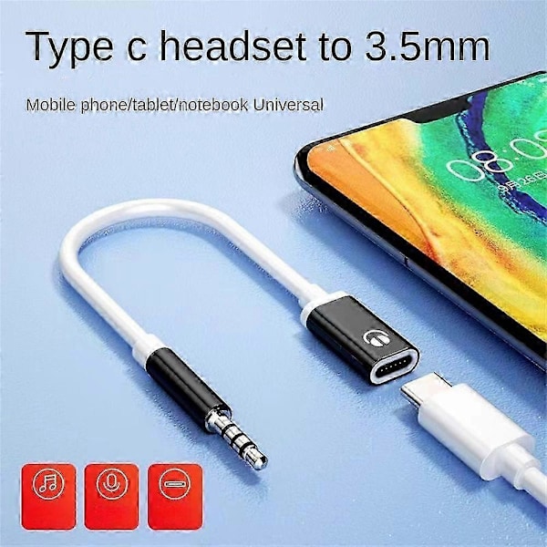 3,5 mm han til Type-c hun hovedtelefon konverter flad adapter analog rund S5J7