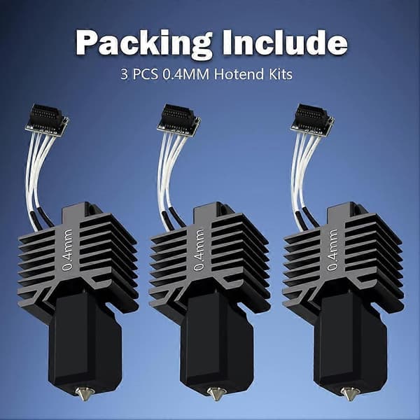 3 stk. til Bambu P1P/P1S Hotend 0,4 mm ekstruder printhovedsæt med hærdet ståldyse, termistor Black