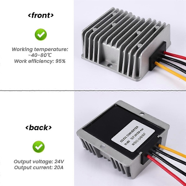 48V DC-DC Omvandlare 48V till 24V 20A Nedtrappningsaggregat Reducer Buck Regulator Spänning för
