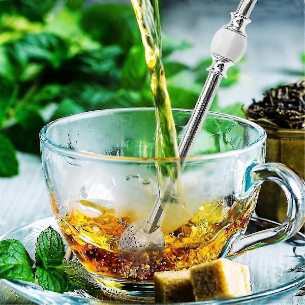 Premium Yerba Mate -pillit, ruostumattomasta teräksestä valmistetut pillit, uudelleenkäytettävä Yerba Mate -pilli värikkäillä helmillä, irrotettava suodatin