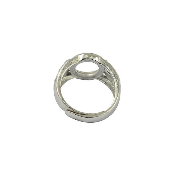Sølv 10mm Rund Bezel Pad Justerbar Klo Ring Emne Baser Innfatning