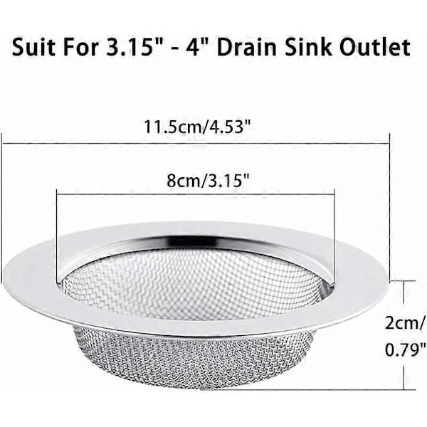 2 st Diskbänksil i rostfritt stål, 11,5 cm Avloppssil, Diskbänksil, Köksbänksil