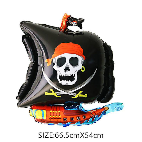 Tegnefilm Piratskib Tema Aluminiumsfolie Ballon Treasure Kaptajn Navigator Haj Børnefest Havdekoration Babybad Gavefest 1