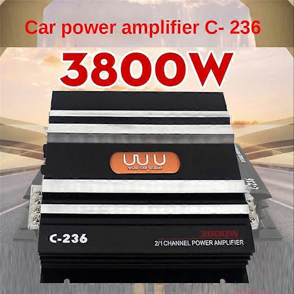 3800 W Bilförstärkare 2 Kanaler Svart Aluminiumlegering Högeffekts Bilstereo Ljudförstärkare för