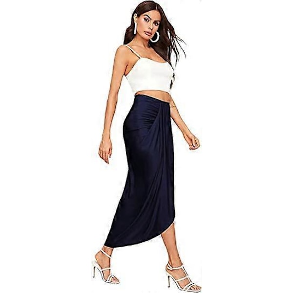 Dam Casual Slitskjol Omlott Asymmetrisk Elastisk Hög Midja Maxi Draperad Kjole