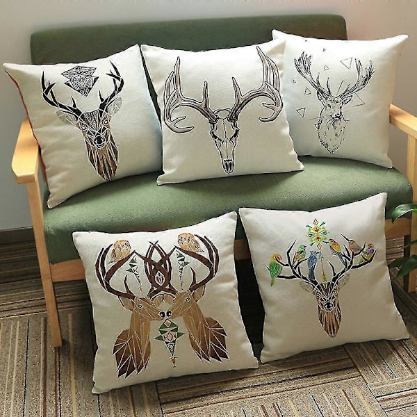 Wekity----2 koristetyynyliinan setti sohvalle, peuran kuvioinen polyesteripellava tyynynpäällinen lahjaksi sänkyyn autoon olohuoneeseen kotiin, 18 x 18 tuumaa---4654