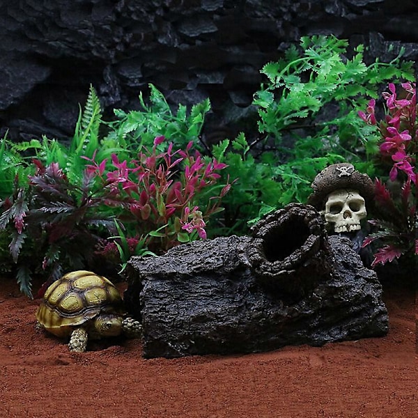 Akvariedekoration Træstub Harpiks Skjulesteder Hule Træstub Ornament 19X12X12cm