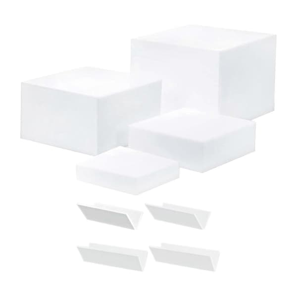 4 stk. Akryl Buffet Risers 5 Sidede Nesting Risers til Samling af Kosmetik