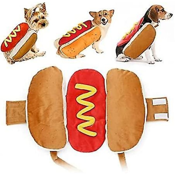 Hot Dog Design kæledyrskostume, sjov varm hættetrøje til hunde og katte Halloween juletøj Cosplay S