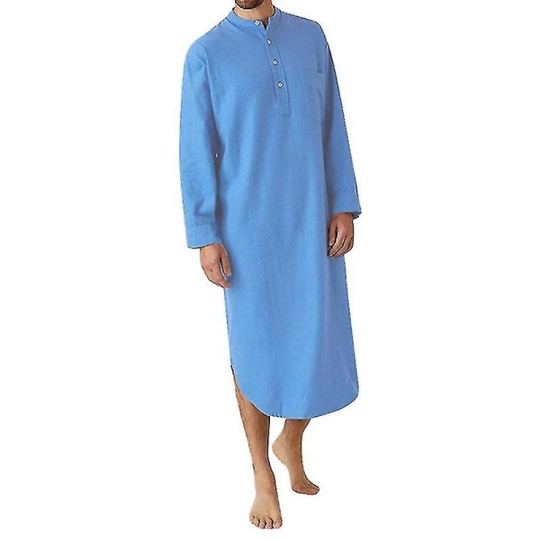 Herr pyjamas med huva i bomull Bomullspyjamas Mjuk pyjamas blue M