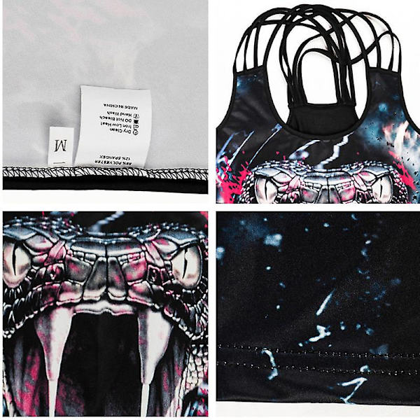Dame tanktop halloween 3d horror kranium print kryds skulderrem Nyhed rund hals t-shirt style 1 S