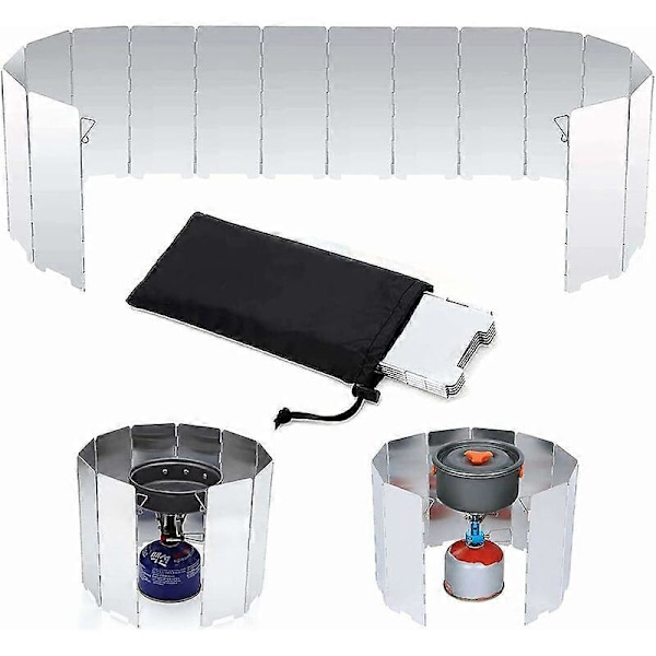 Vikbart Vindskydd Ultralätt Aluminium Vindskydd 16 Plåtar Portabelt Camping Vindskydd Utomhus Vikbart Vindskydd för Camping Vandring