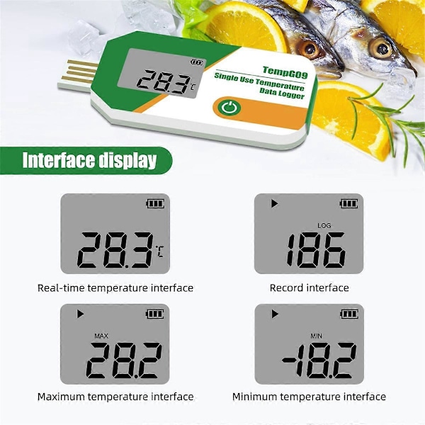 Digital Display USB Temperaturdataloggare 32000 Punktkapacitet Engångstemperaturmätare PD