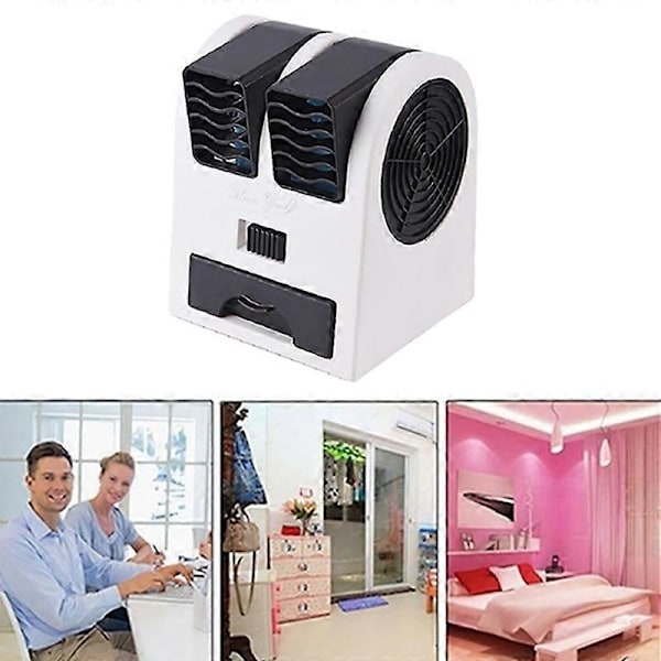 Mini Luftkonditionering 3-I-1 Fläkt Luftfuktare Renare för Hem/Utomhus USB/Batteridriven Portabel Tyst Luftkylare