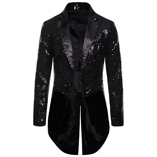 Mænd Skinnende pailletter Glitter Udsmykket blazerjakke Mænd Natklub Baldragt Blazer Kostume Homme Singers Scenetøj Smoking Ny Black 2XL