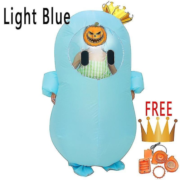 Uppblåsbar dräkt flicka kvinnor män barn vuxen höst Jellybean spel kille Anime Halloween födelsedagsfest Disfraz Inflable Suit Hög kvalitet Light Blue Child 100*155cm