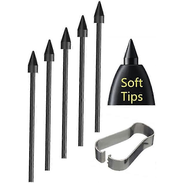 [5 stk Bløde Spidser] Oem Tab S8 Spidser, Nibs [0,7 mm] Udskiftning Til Samsung Galaxy Tab S8/s8 Plus/s8 Ultra Stylus S Pen +værktøjer (s8/s8plus/s8 Ultra Sort)