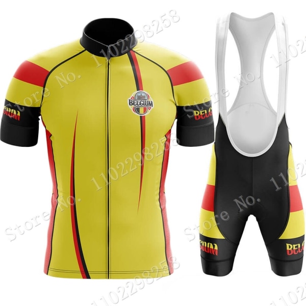 Team Belgium 2023 Cykeltröja Set Nationell flagga Cykling Belgiska kläder Road Bike Shirts Kostym Cykel haklapp Shorts MTB Maillot 1 XXS