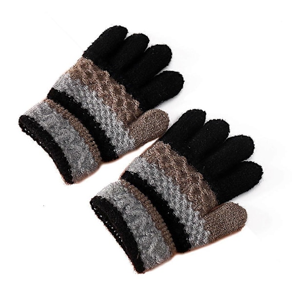 1 Par Vinterhansker for Barn Strikket Stripe Barn Kuldebeskyttende Varme Hel Finger Hansker Gutter Jenter Votter