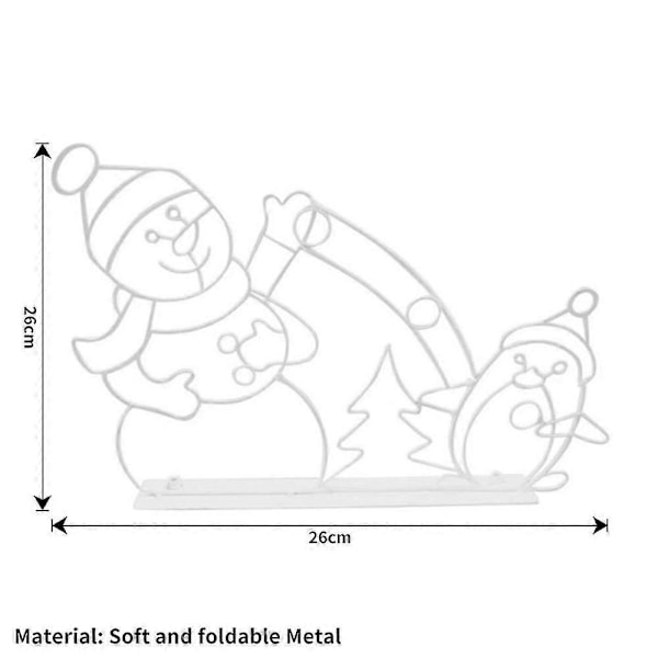 Animert Julelys Snøballkamp Rammedekor Lysende Snømann & Pingvin