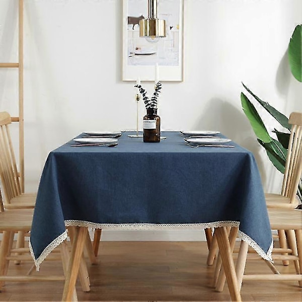 Vattentäta dukar med spets, bomullslinne, tjock rektangulär bröllopsduk, 100*140cm