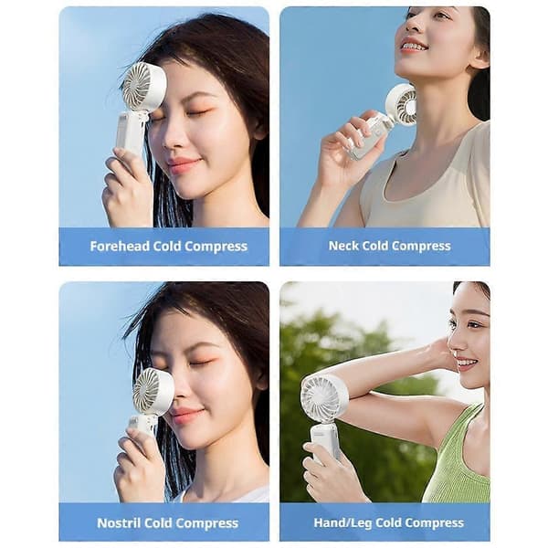 Halvleder køleventilator foldbar 4 hastigheder 2000mAh bærbar iskold Blue