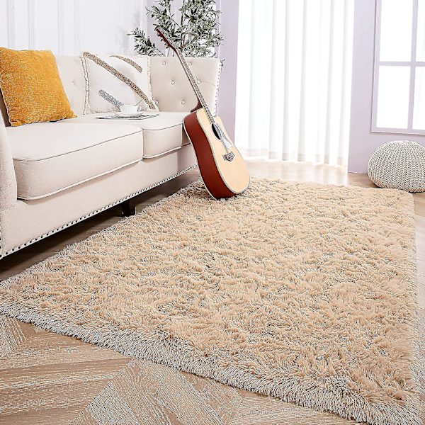 Tflycq Soft Fluffy Area Mattor Kompatibel med Sovrum Barnrum Plysch Shaggy Nursery Matta Furry Throw Mattor Kompatibel med Pojkar Flickor, College Sovsal Tan 4 *5.2 Feet