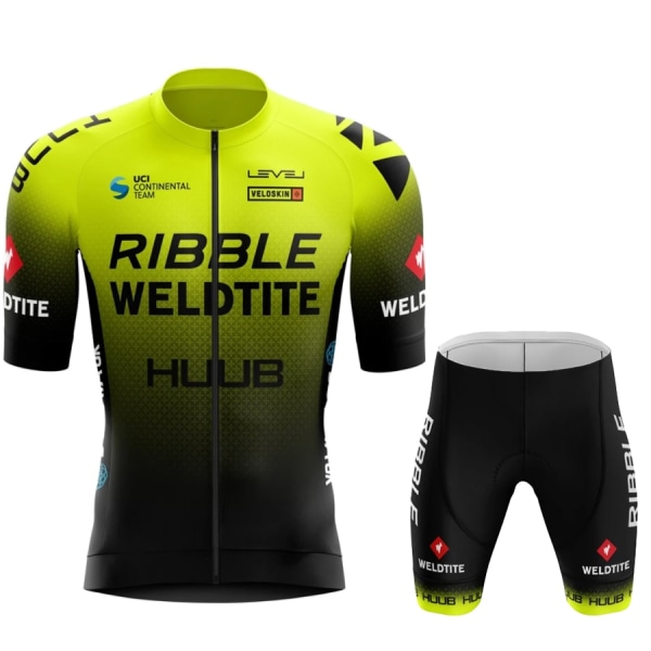 HUUB Team Cykeltrøje+Smækshorts Sæt 2023 Mountainbiketøj til mænd Kortærmet jakkesæt Sports MTB cykeltræningsuniform Yellow-Short suit Asian size-XXL