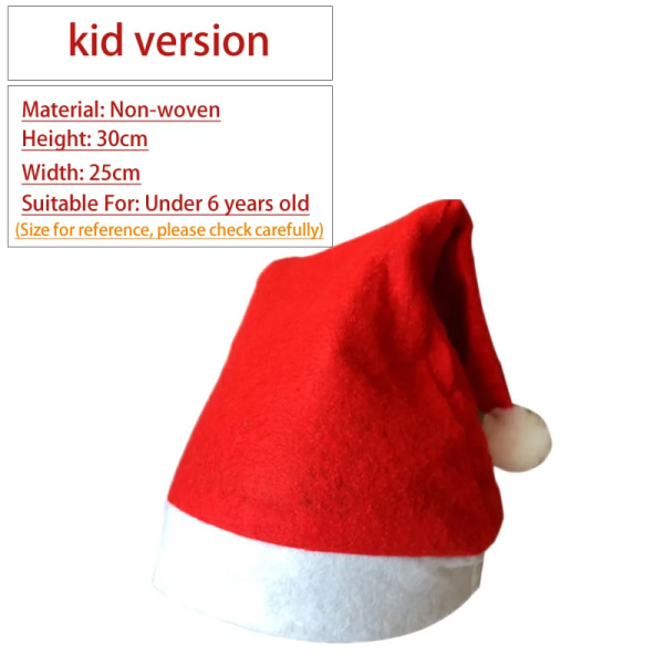 2024 Sød Julehue Børn/Voksne Rød Ikke-vævet Plys Kasket Led Lys Julemandshat Til Hjemmekontor Bar Julefest dekoration Kid Red