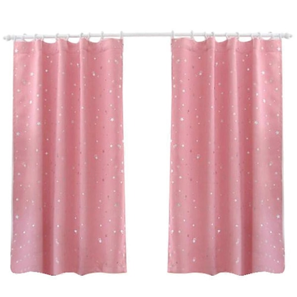 Fullständig Mörkläggningsgardin i Polyester, Mörkläggningsdraperi Sovrum Vardagsrum Dekor (rosa)