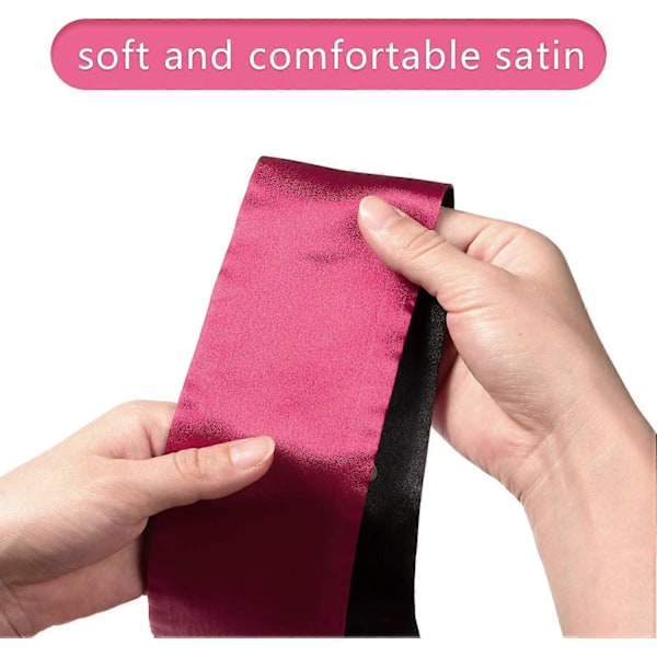 MUJIXI Satin Sovmask, 2 Stycken Sovmask, 150cm Ögonbindel Satin Sovmask för Par, 2-pack Svart och Röd Satin Ögonmask Sovmas