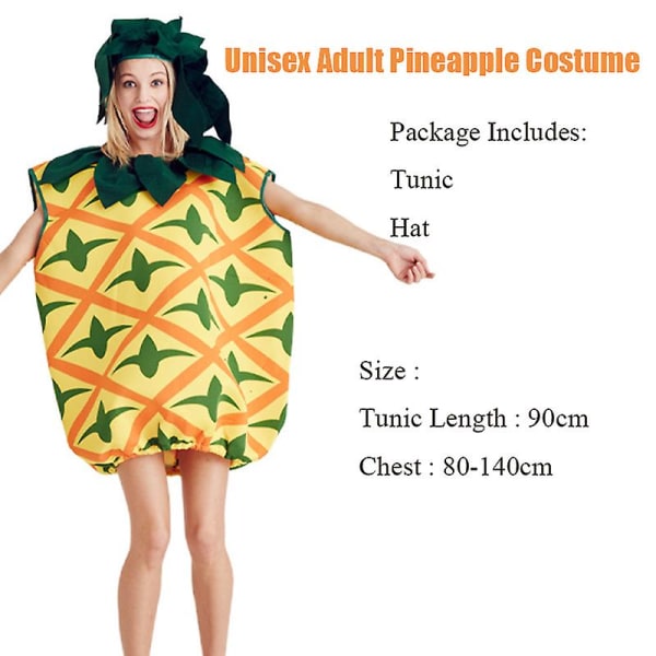 Kvinder Frugt Halloween Party Cosplay Unisex voksen ananas kostume