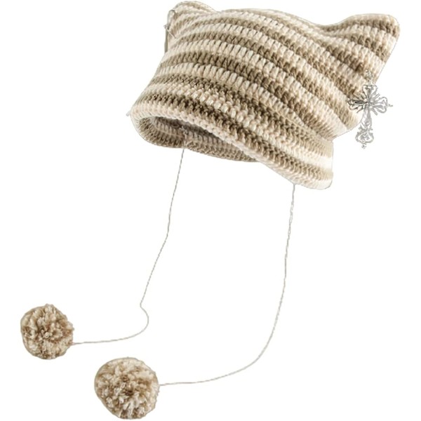 Grunge Beanies Hekle strikkede luer For kvinner Jenter Fox Cat Ear Goth Emo Alt Y2k Tilbehør Grunge klær