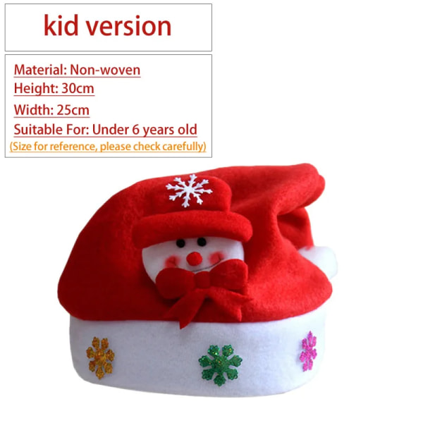 2024 Sød Julehue Børn/Voksne Rød Ikke-vævet Plys Kasket Led Lys Julemandshat Til Hjemmekontor Bar Julefest dekoration Kid Snowman