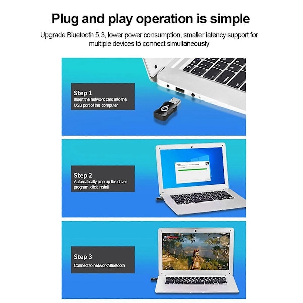 USB WiFi-adapter 900 Mbps Bluetooth 5.3 Trådlös Dual Band 2.4G/5GHz WiFi USB-dongel Wlan-mottagare fo
