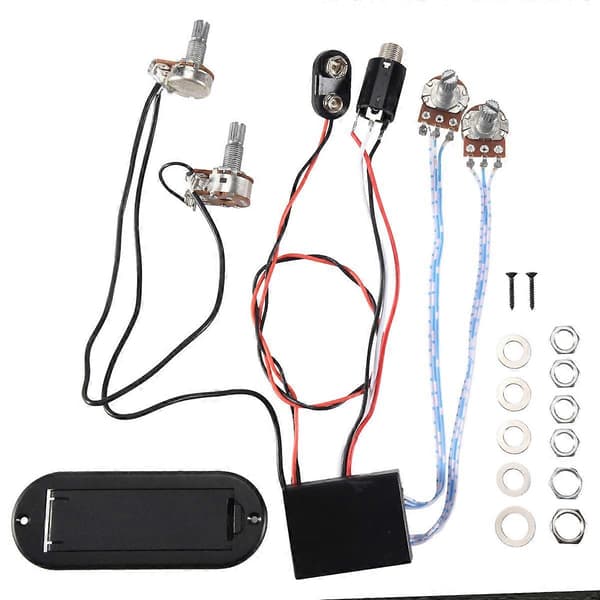 2-bånds aktiv basguitar EQ equalizer forforstærker kredsløb pickup sort
