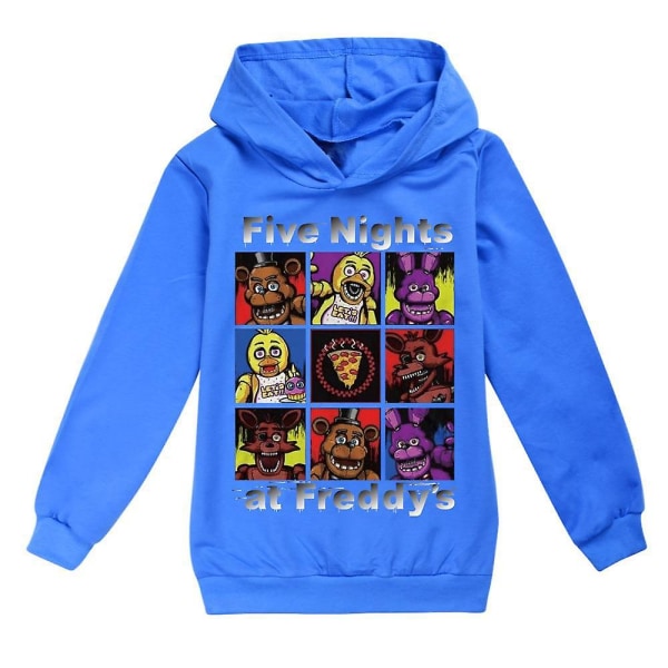 7-14 år Barn Tonåringar Pojkar Flickor Five Night At Freddy's Fnaf Hoodies med printed Casual Sweatshirt Jumper Långärmad Huva Dark Blue 160