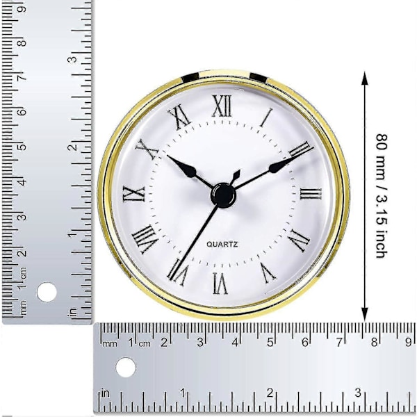 Rund Klockinsats 3-1/8 Tum (80 mm) Quartz Urverk Romerska Siffror