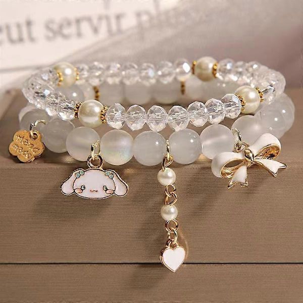 Armband Set Kristallpärlor Pärlarmband Sött Tecknat Stretch Pärlarmband Flicka Damer Vänskapsmycken (Guilin Hund) Systerarmband