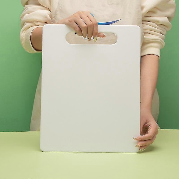(Vit) 30 x 20 x 0,55 cm Skärbräda i Plast med Handtag, Livsmedelssäker, BPA-fri, Diskmaskinsäker, Tjock Skärbräda, Lätt att Greppa