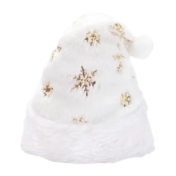 Jultomtehatt Paljettbroderi Snöflinga Plysch Juldekoration Semestertillbehör Festpresent Unisex Xmas Kepsar Gold