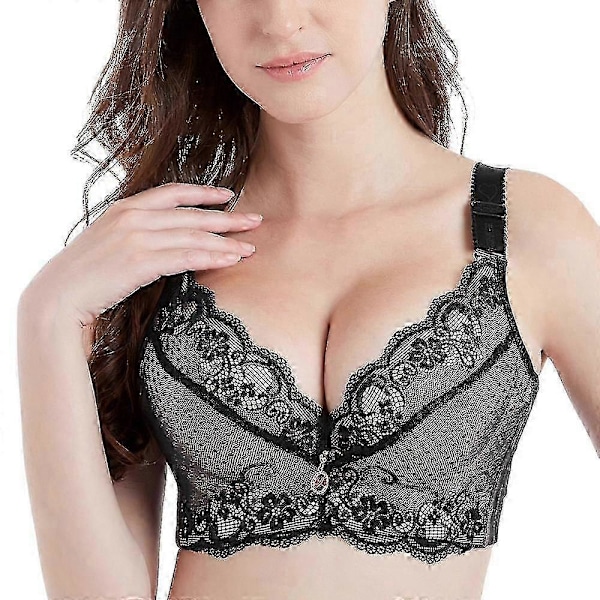 BH med två kupor, bygel, push up, vadderad, spets, plus size för dam