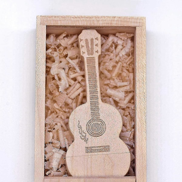 Gitarr USB-minne av lönnträ, trä-tumme, gitarrgåvor, nyhet (32 GB, valnöt)