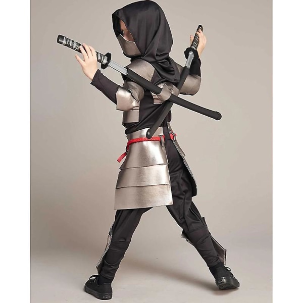 2023 New Arrival Barn Dragon Ninja Halloween Cosplay Silver Ninja kostym för pojkar 11-12 Years Old